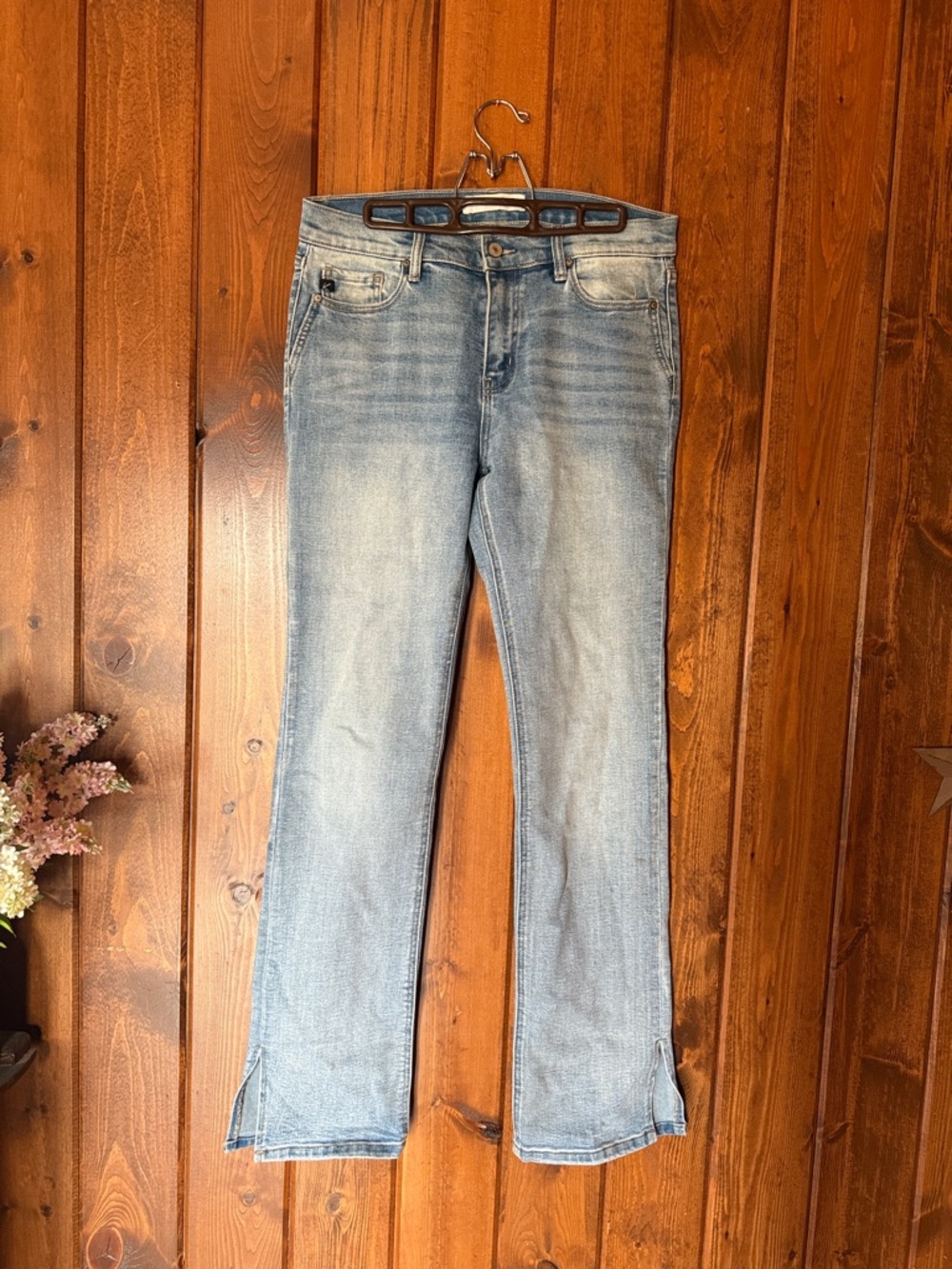 KanCan Light Blue Boot Cut Jeans with Hem Slits